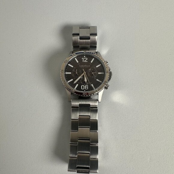 Caravelle by Bulova Chronograph, Silver Stainless Steel Band, Men's Wristwatch - Picture 3 of 7